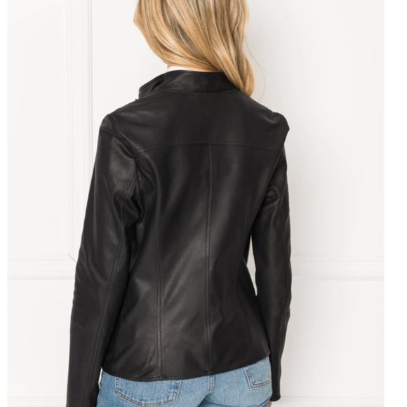 LAMARQUE Mira Drape Leather Jacket, XS Black NWT - Picture 2 of 3